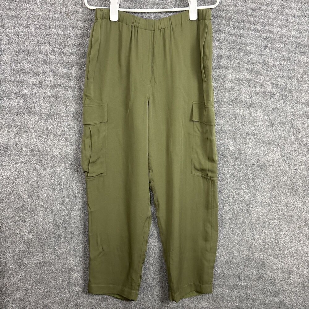 Theory Pants Womens Size M Green Lined Lightweight Crop Jogger Cargo Casual